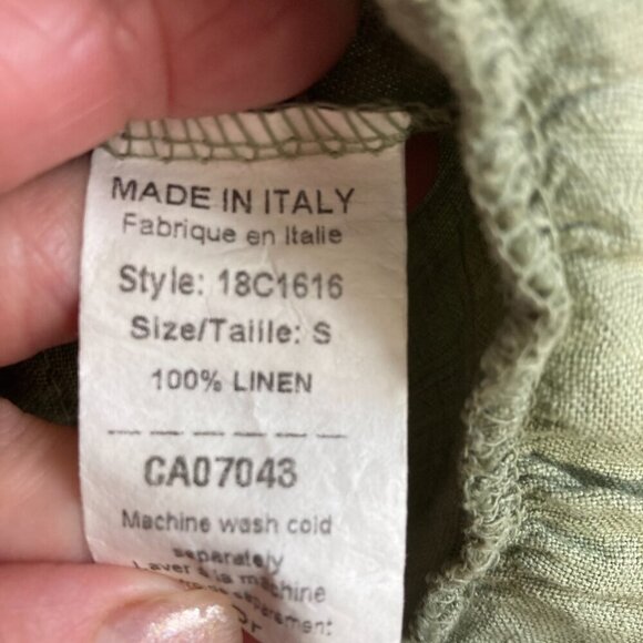 Francesca Bettini 100% Linen sleeveles  top/ Green. Size small - Picture 9 of 9